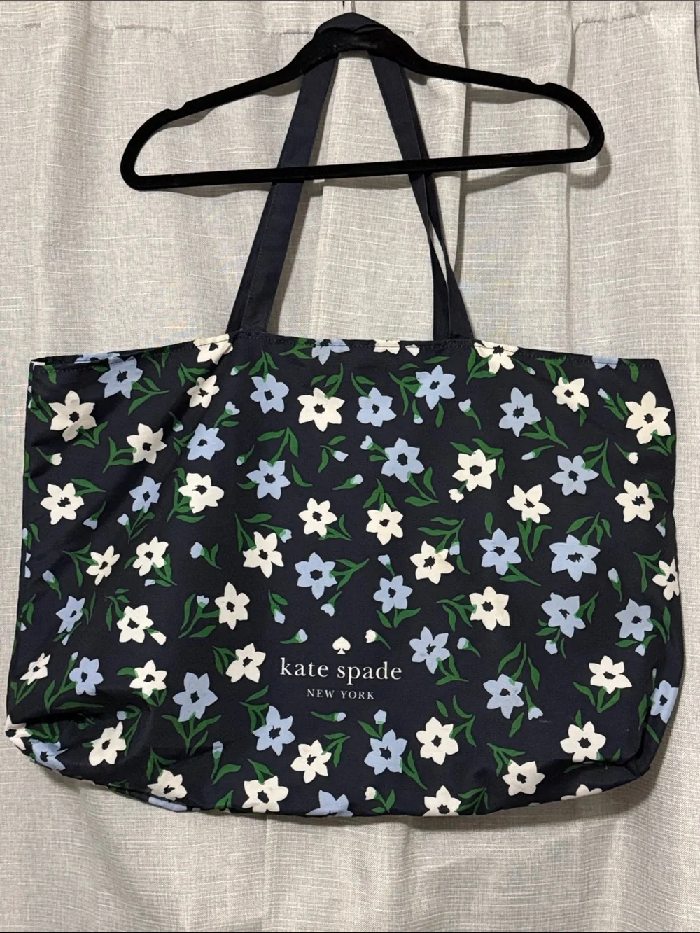 Kate Spade Tote-Navy Floral-Cloth-OpenTop-Large Size-GUC